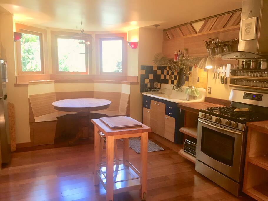 View of kitchen from the living space
