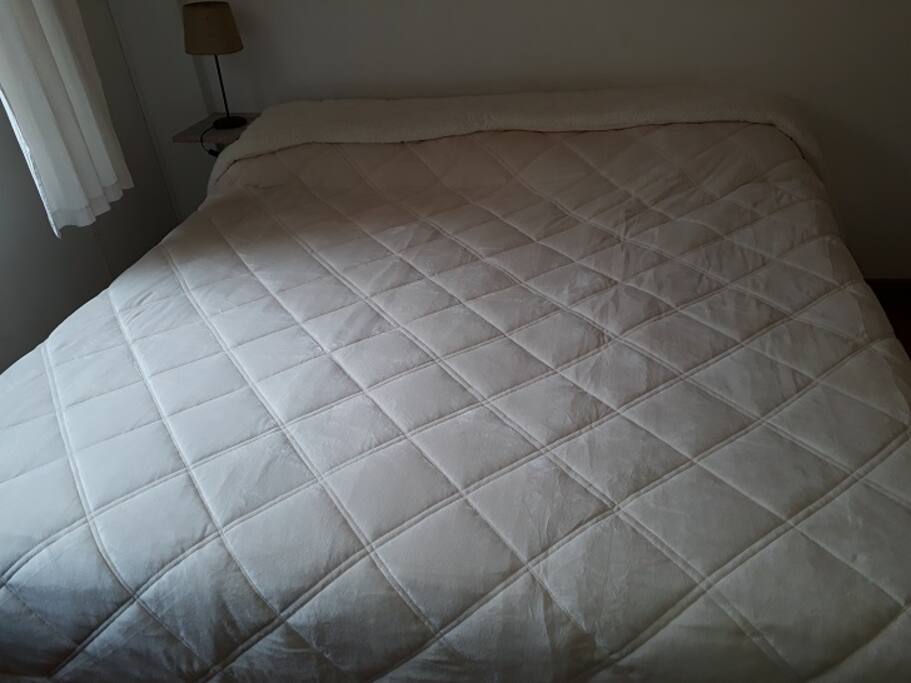 Dormitorio aparte con cama king size, TV con Directv y Netflix, Aire Acondicionado.