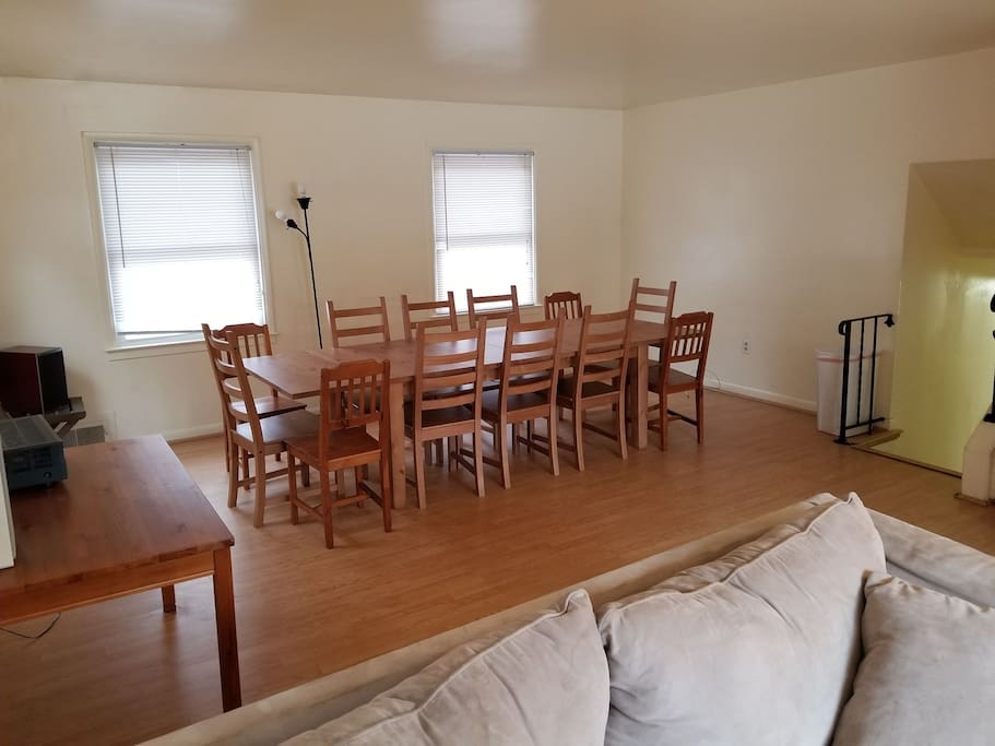 Dining table seats 12! Eat, play games, work on computer.