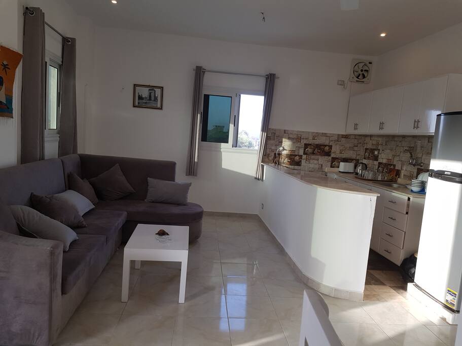 Living room and kitchen