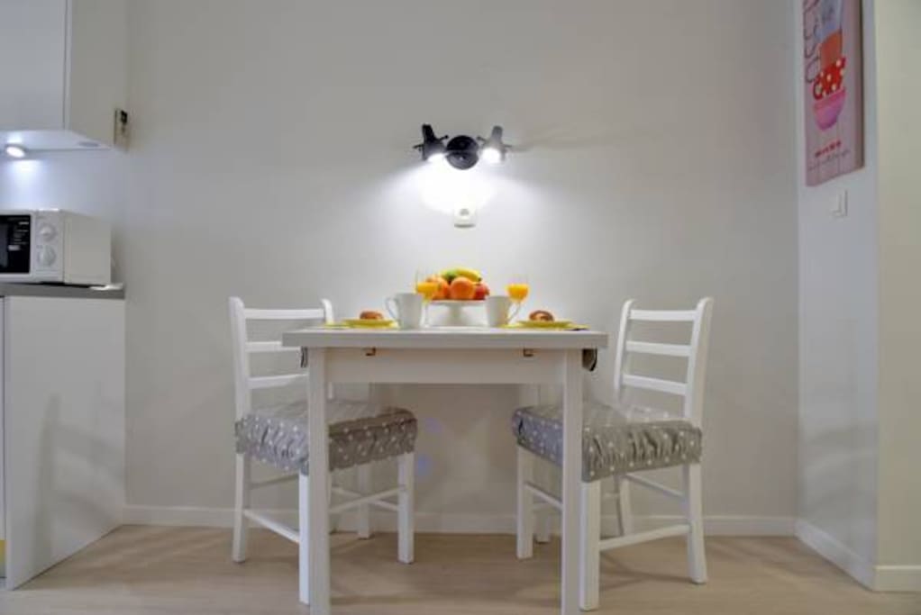 Dining table perfect for two.