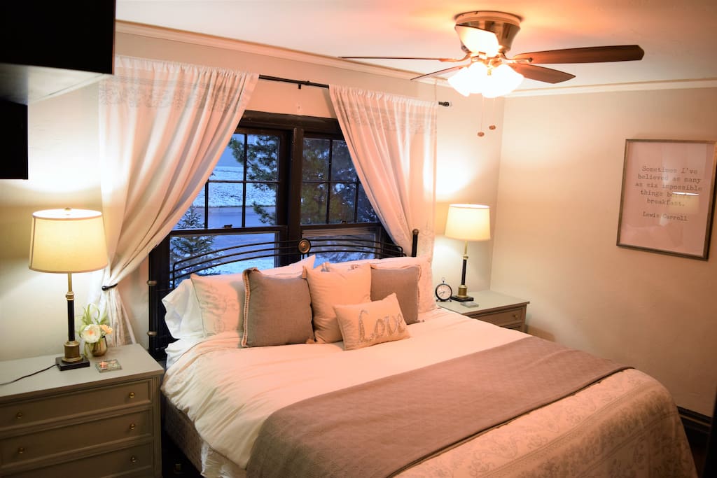Our master bedroom includes a luxurious king size bed!