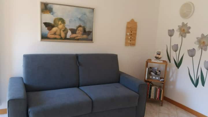 Sofa inayogeuka kuwa kitanda kizuri cha watu wawili 