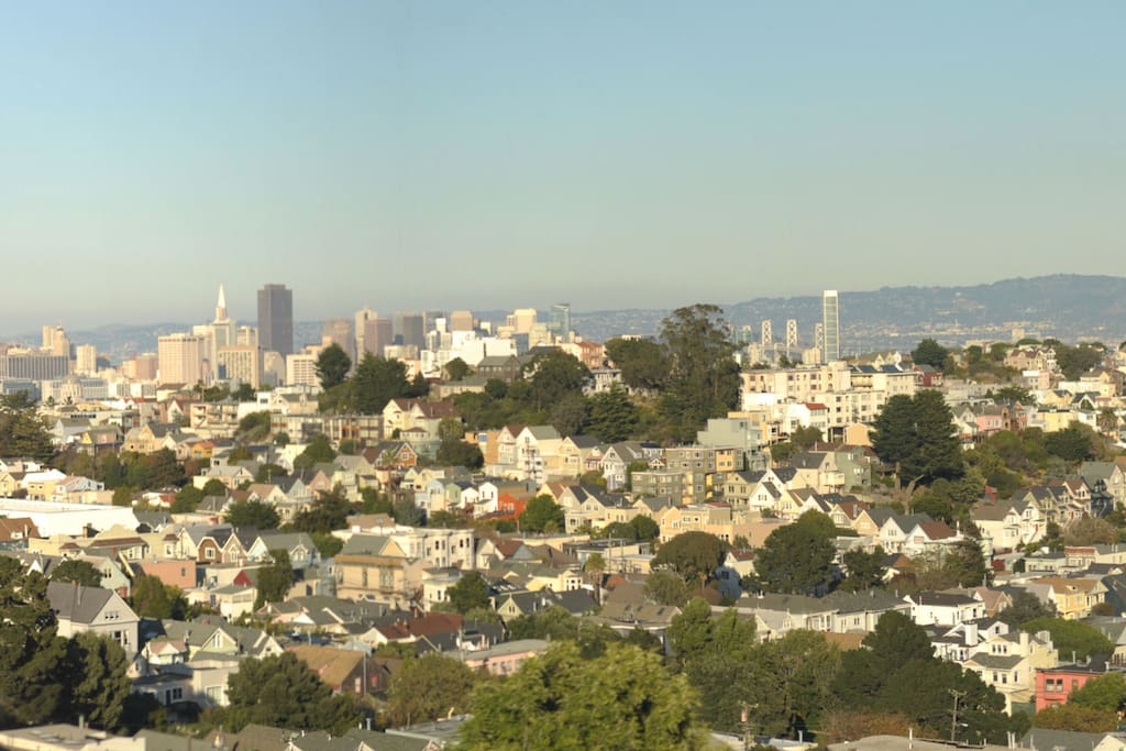 Breathtaking views from the living room. You will have panoramic views of San Francisco Bay Area!