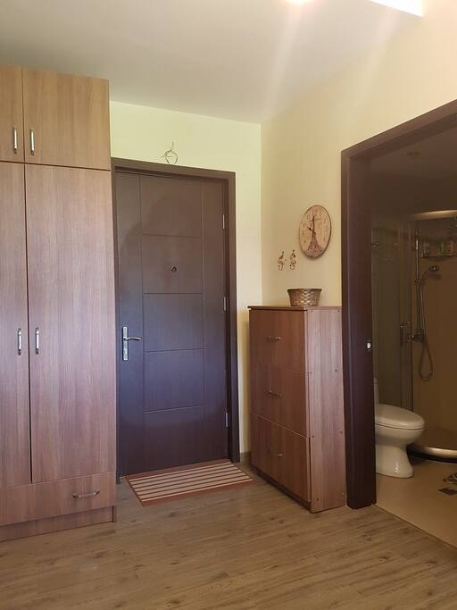 The spacious wardrobe