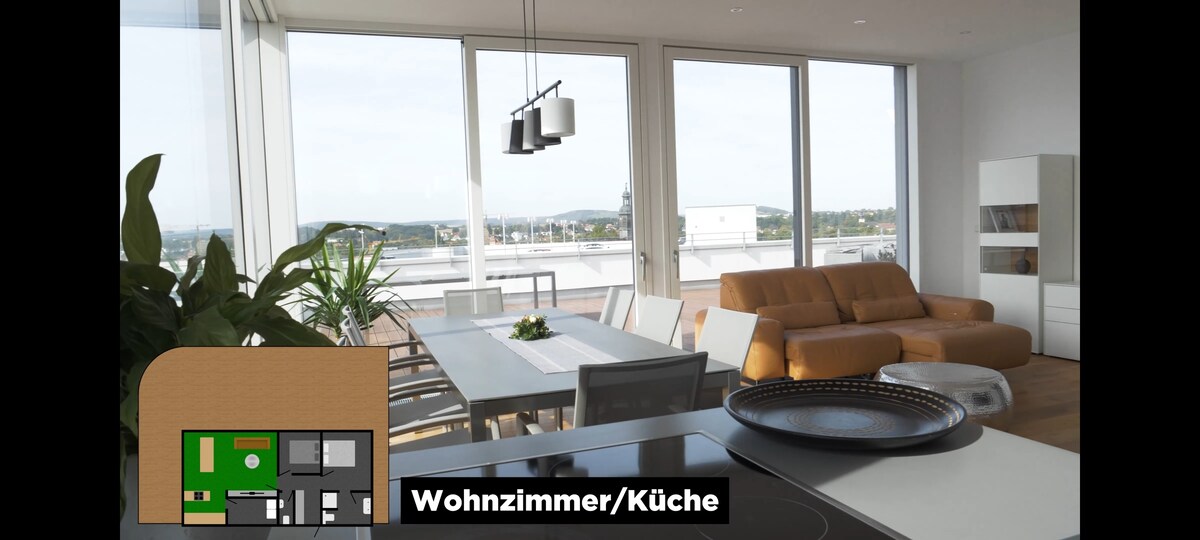 Top Airbnb: Exclusive penthouse apartment above the rooftops of Fulda in Fulda