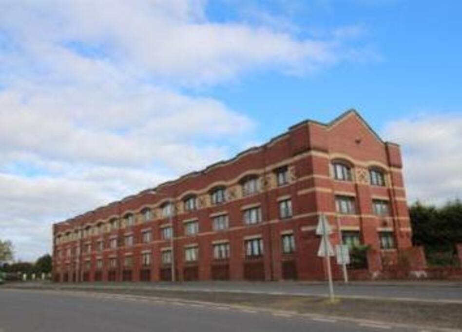Apartment block. Car park is at the rear of the building