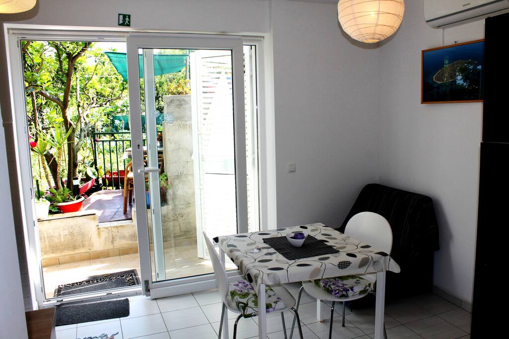 Living room and dining area