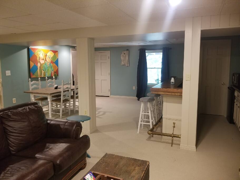 Living area with kitchenette & dining area
