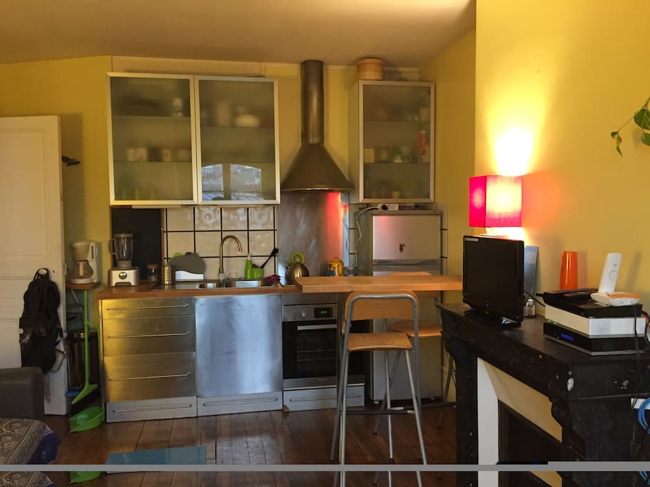 Living room with the kitchen area