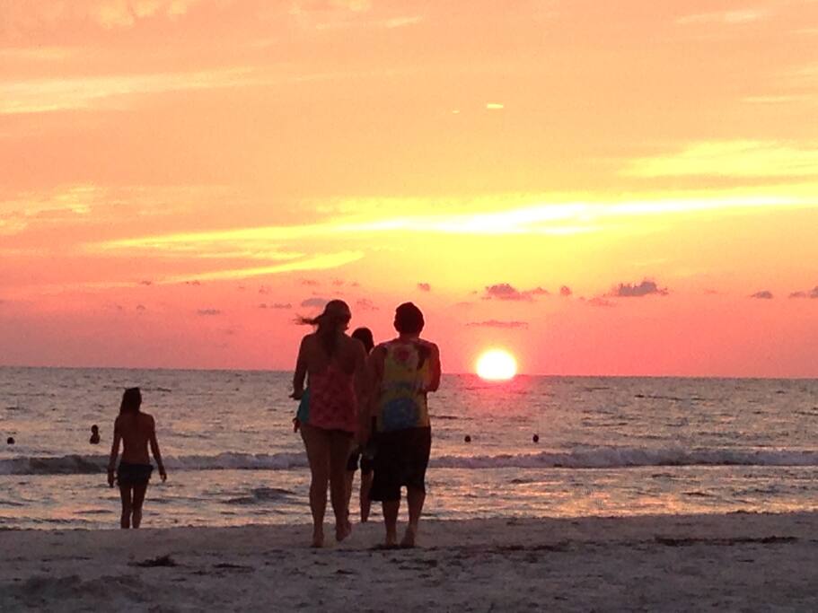 the beach is a five minute walk away