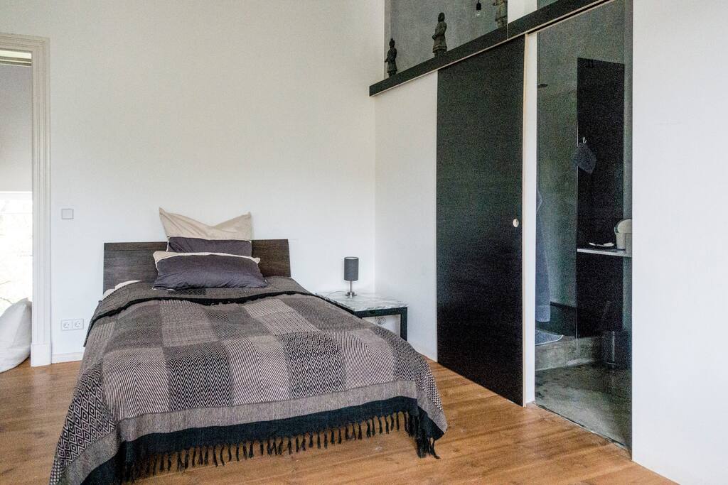 Bed& bathroom