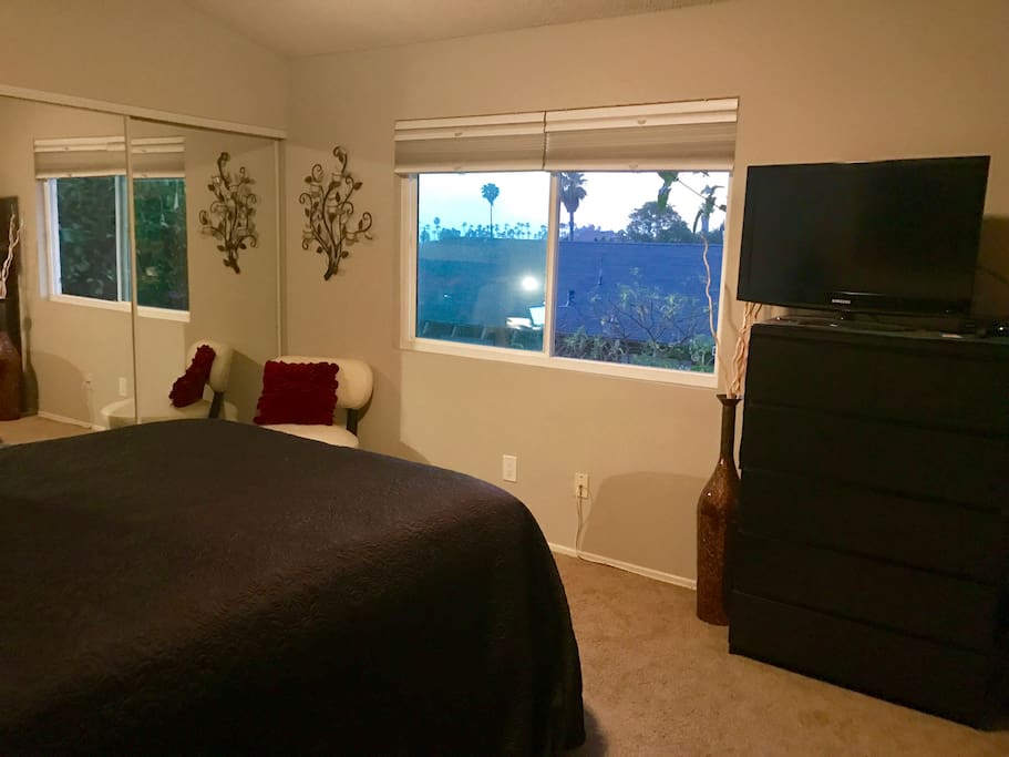 View from private bed, Cable/TV, use of closet/office space