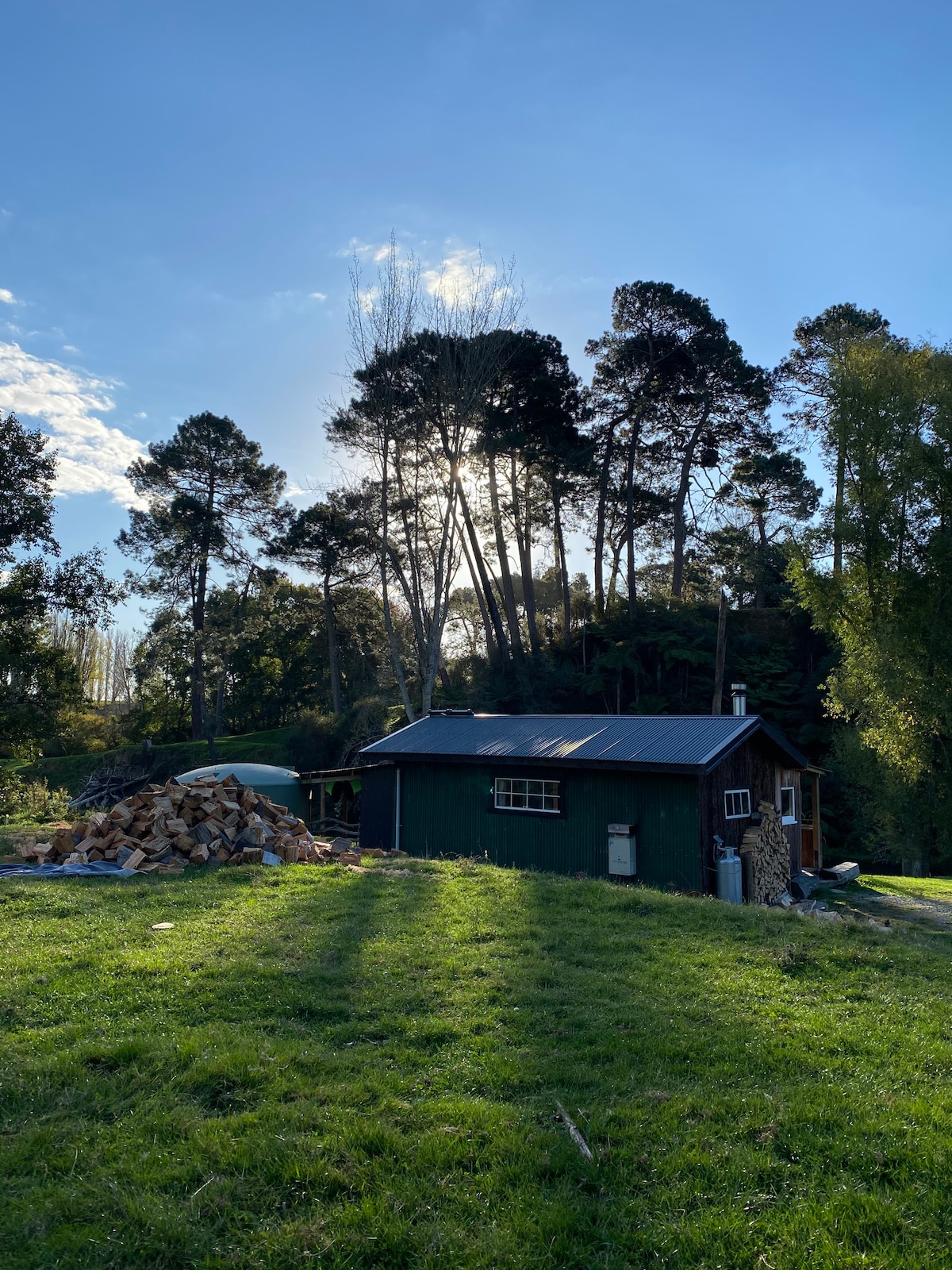 Firewood ready for the hot tub, indoor and outdoor fires at Teal Corner in Okoroire
