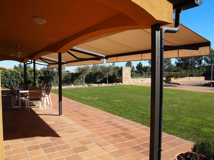 BBQ and outdoor dining area.