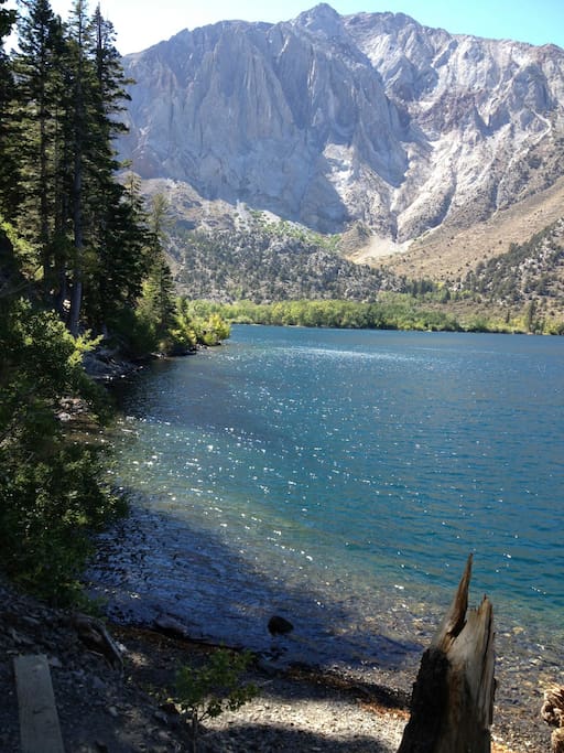 The beautiful lakes basin can be reached by car, bus, hiking or biking. It is 2.5 miles away.