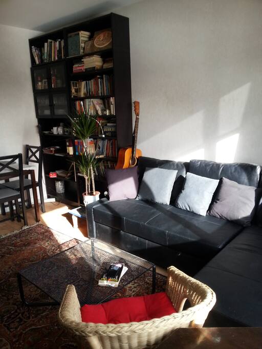 LIVING ROOM WITH CONVERTIBLE DOUBLE BED