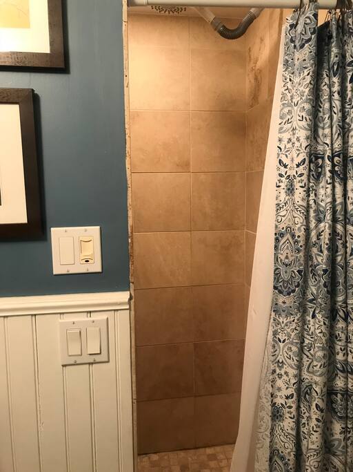 A claw foot bath tub and seperate walk in shower