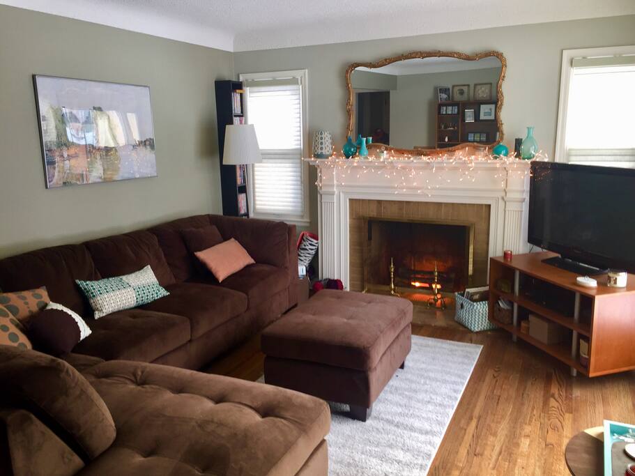 Giant, comfy sectional, lots of blankets, TV/Blu Ray player, Roku.