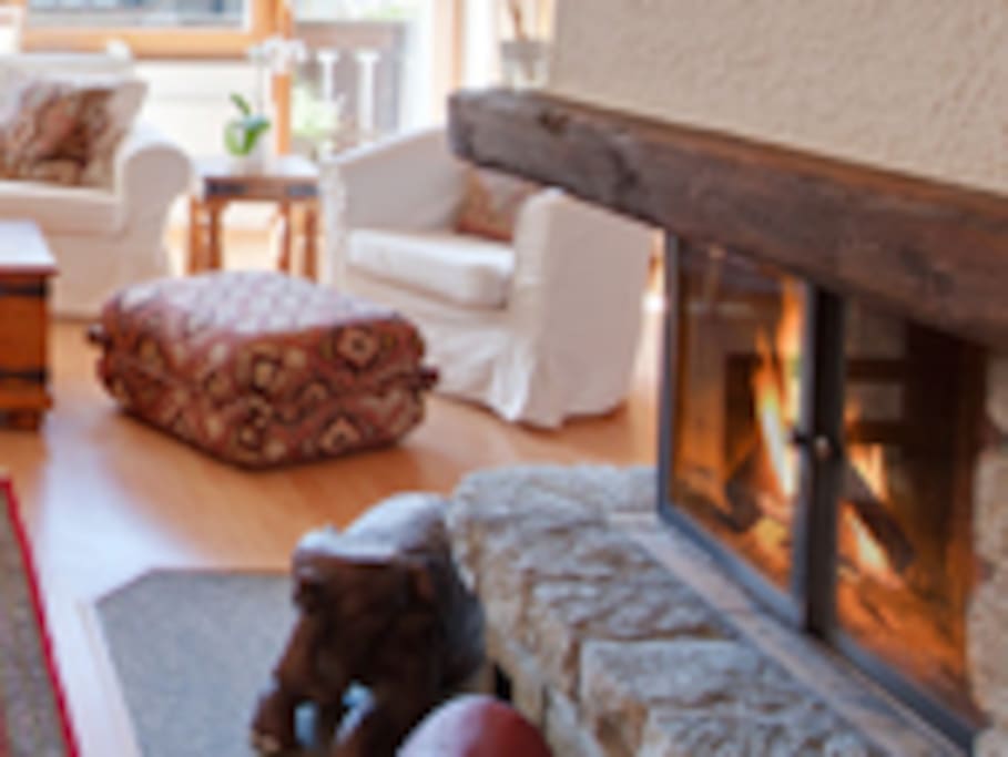 Log burning fireplace.