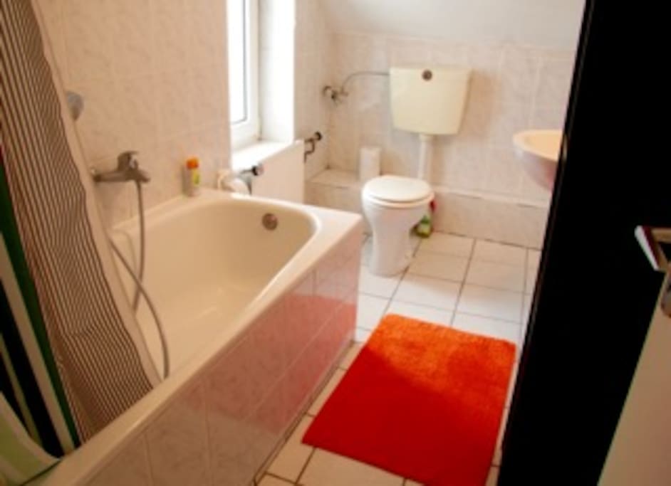 Badewanne, Dusche, Toilette, Waschbecken