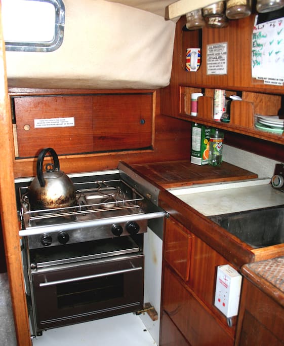 Galley kitchen area