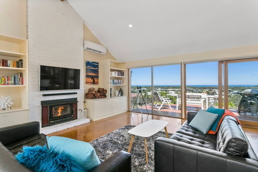 Main Living Area with Fireplace and Amazing Views