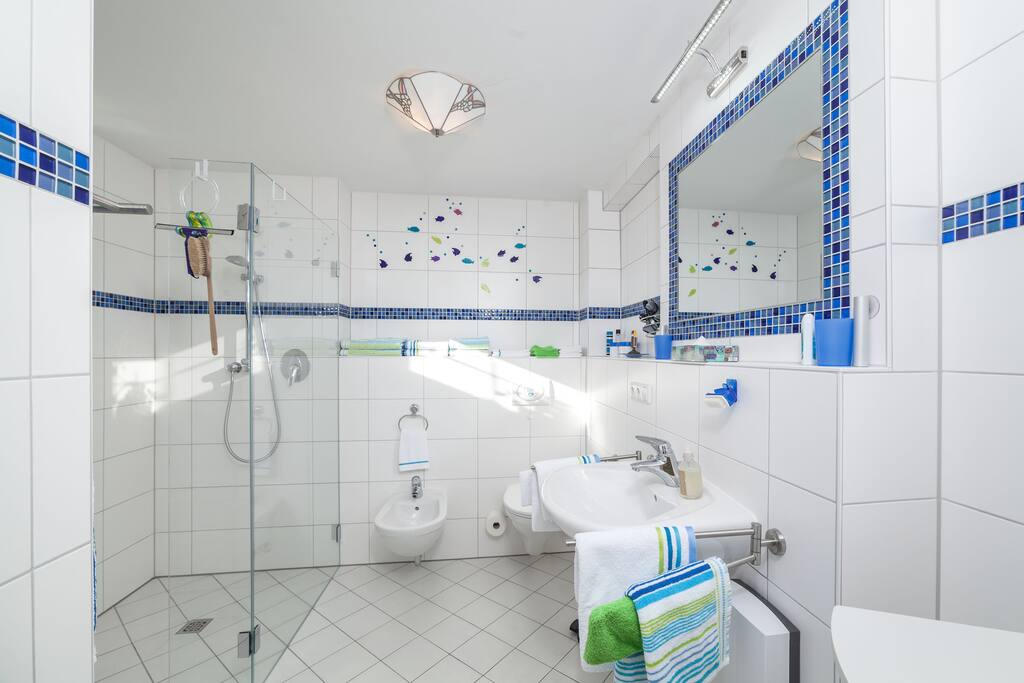 Das Bad mit Dusche und Bidet