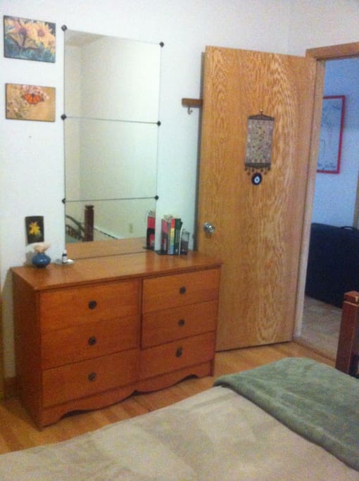 Room has dresser, mirror, closet and desk. Unlimited high speed WIFI is available for your convenience.