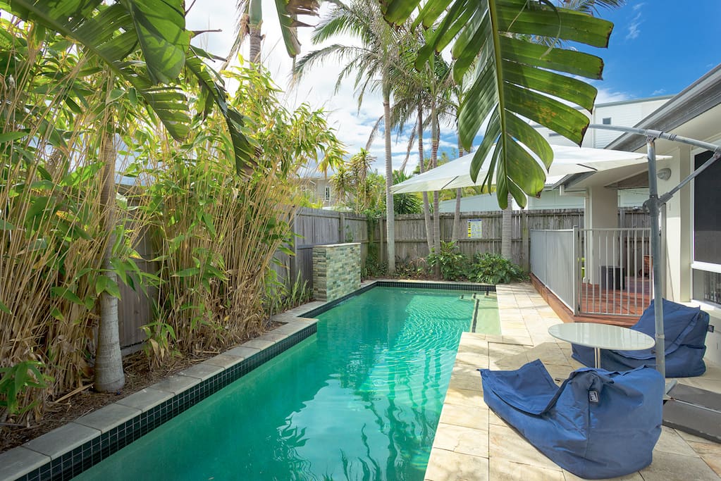Tropical solar-heated pool