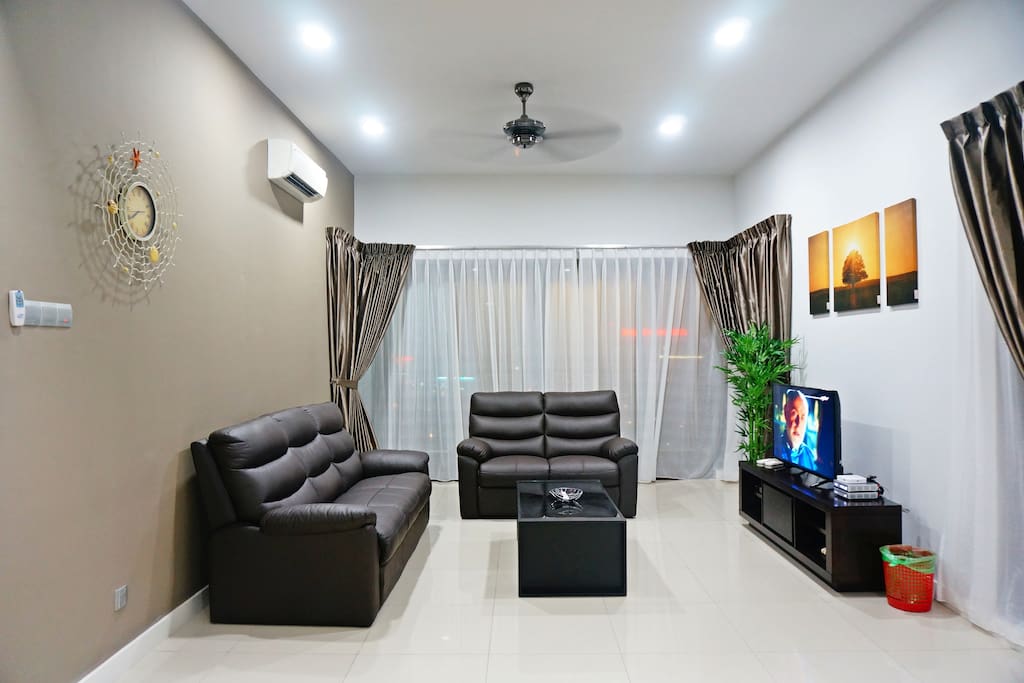 5-Seater Sofa Set with ASTRO cable. WI-FI Modem is located near the TV.