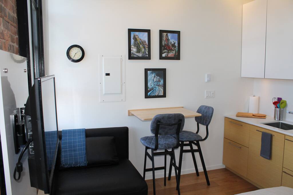 Fold down table/desk.