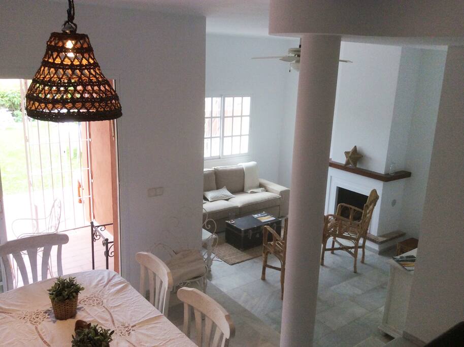 Living room and dining room