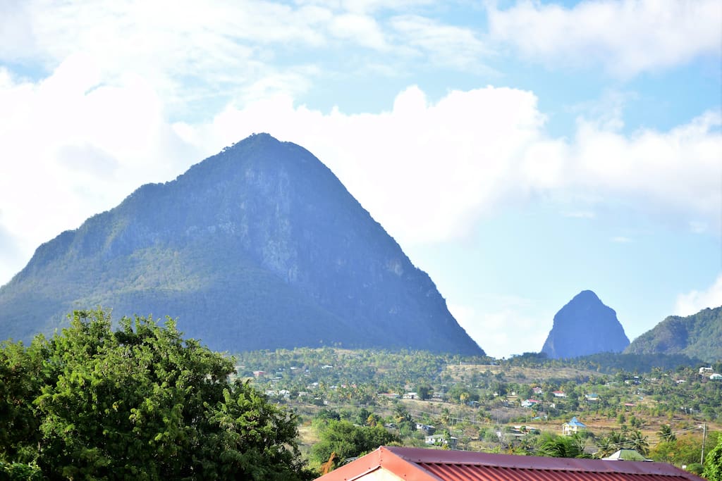 View of Gros and Petit Pitons from La Fargue