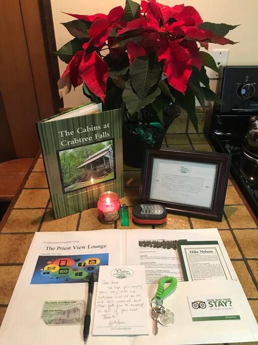 We always leave a welcome packet filled with information on the cabins, mountain events, etc waiting inside for you!