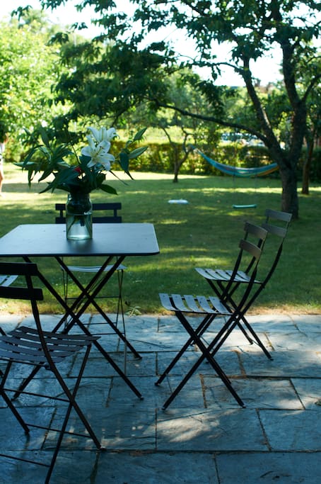 View of the terrace and garden from the kitchen