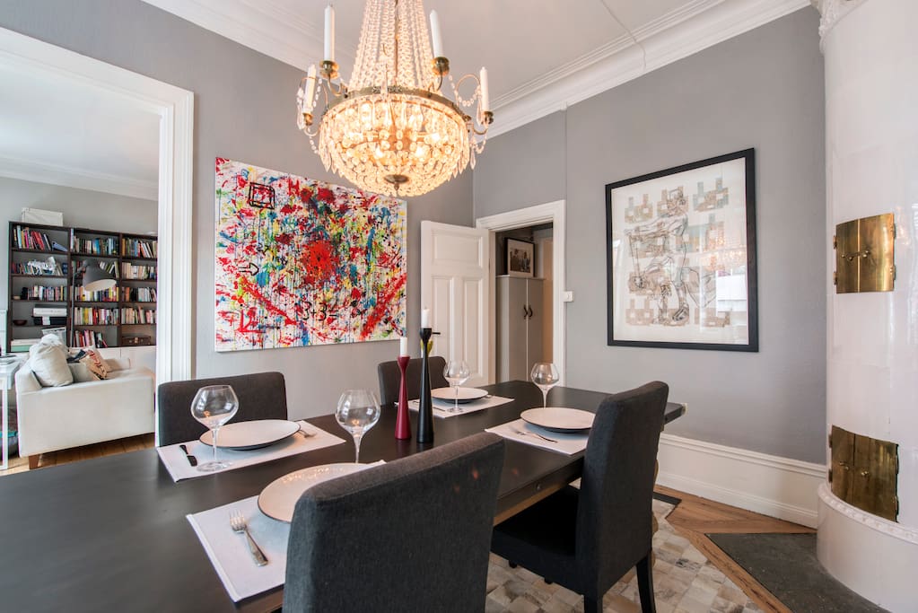 Dining area with living area through the entrance