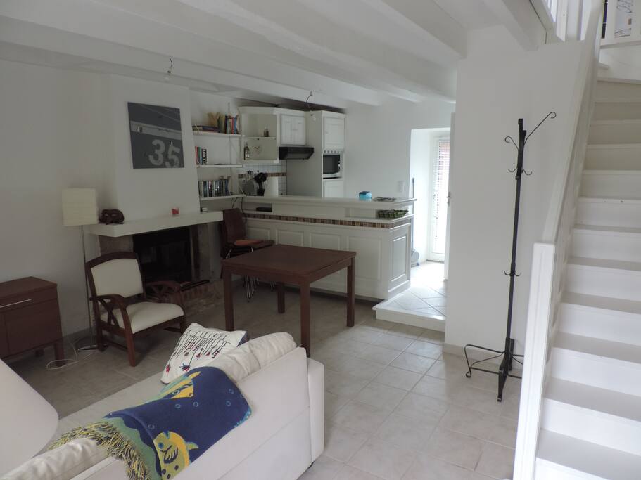 Kitchen + living room with Chimney