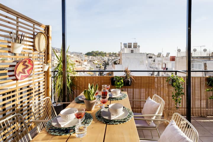See the Acropolis from a Bright and Chic Loft