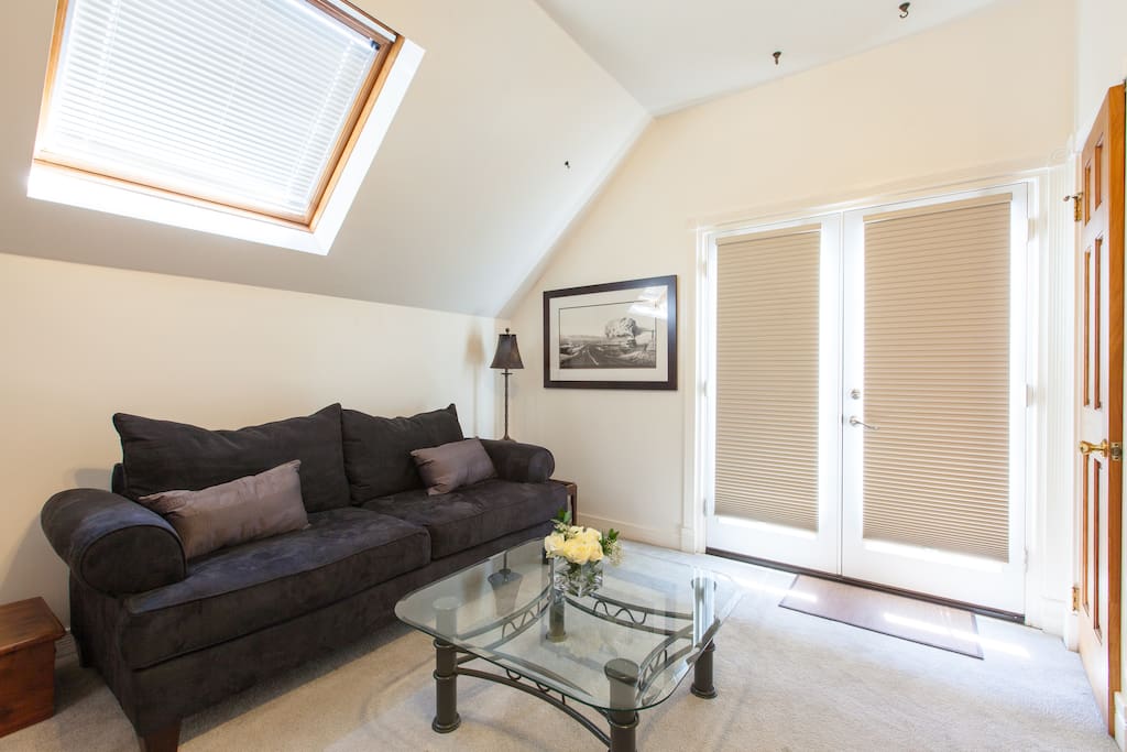 Living room with french doors