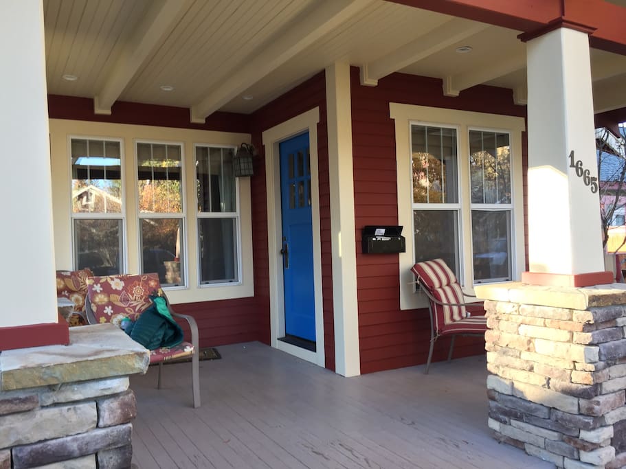 Inviting front porch, love hanging out here on this quiet street with great friendly neighbors.