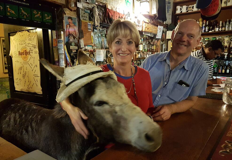 Bill & Gail in the pub with Bo
