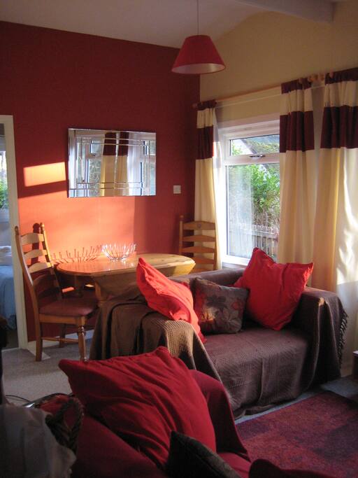Living space with seating and dining for four