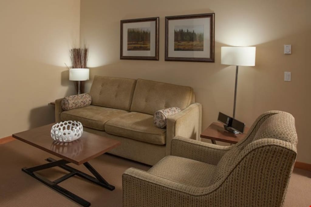 Relax in the comfortable sofas at the end of a day on the slopes