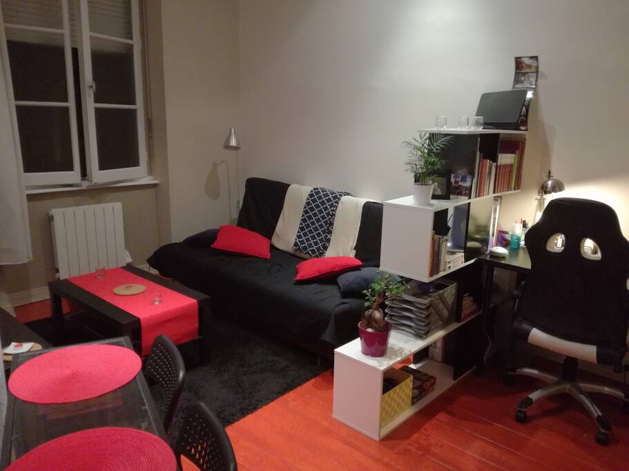 Salon avec canapé-lit