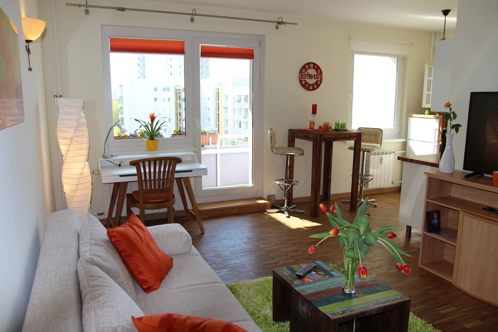 helles Wohnzimmer mit Südbalkon