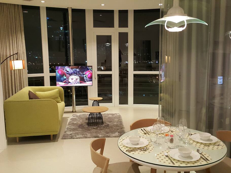 At night, the City Lights View through the Wide Bay Window is Mesmerizing!