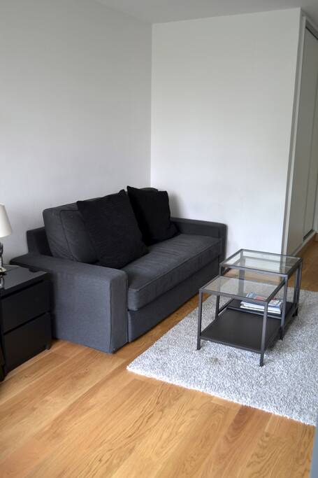 The couch can be unfolded to a sofa bed