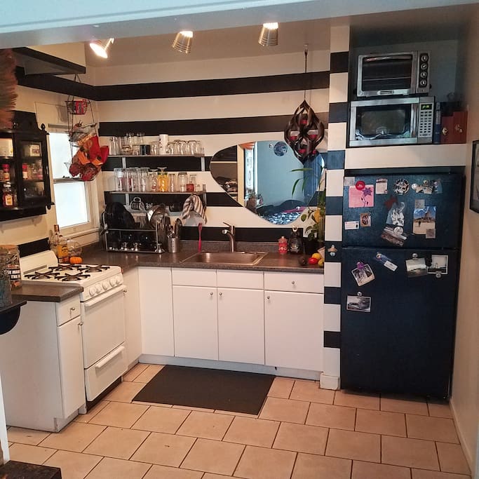 Kitchen with all kitchenware.