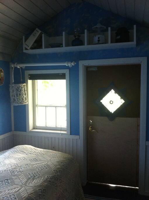 There are heavy curtains that you can close, if the midnight sun is bothering you when you try to sleep.